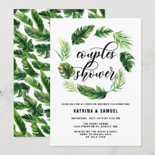 Waterverf Tropische bladeren schoeisel met grote p Kaart