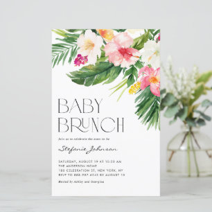 Waterverf Tropische Bloemen Baby Brunch Uitnodigin