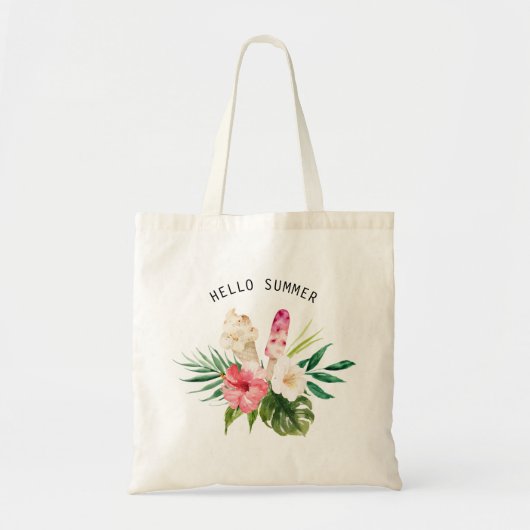 Waterverf Tropische bloemen, bladeren met ijskap Tote Bag (Voorkant)