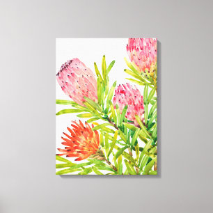 Waterverf Tropische bloemen Canvas Afdruk