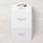 Waterverf Tropische bloemen en Grieks huwelijk All In One Uitnodiging (Buitenkant)