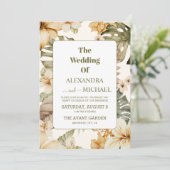 Waterverf Tropische bloemen en Grieks huwelijk Kaart (Staand voorkant)