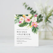 Waterverf Tropische bloemen en Grieks huwelijk Uitnodiging Briefkaart (Staand voorkant)