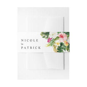 Waterverf Tropische bloemen en Grieks huwelijk Uitnodigingen Wikkel