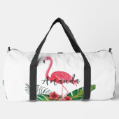 Waterverf Tropische Bloemen Flamingo gepersonalise Plunjezak (Voorkant)
