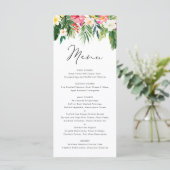 Waterverf Tropische Bloemen Garland Zomerbruiloft Menu (Staand voorkant)