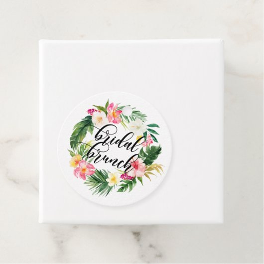 Waterverf Tropische bloemen Grote Bridal Brunch Bedankjes Labels (In situ)