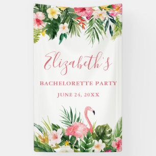 Waterverf Tropische Bloemen Roze Bachelorette Part Spandoek