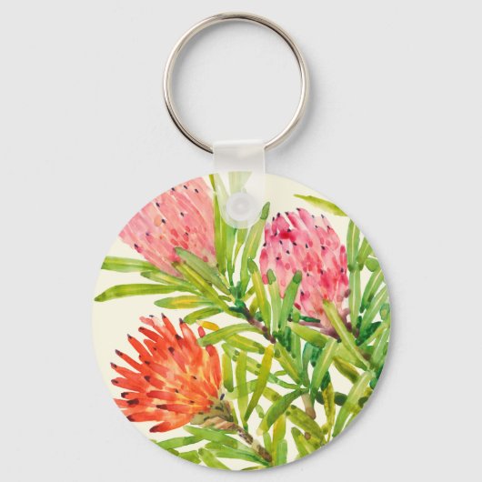 Waterverf Tropische bloemen Sleutelhanger (Voorkant)
