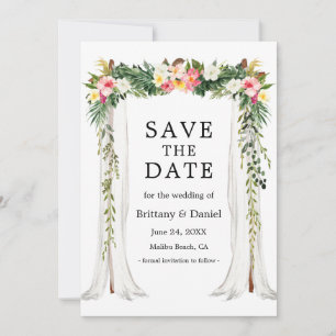 Waterverf Tropische bloemen voor weddenschap Save The Date