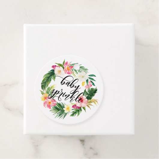 Waterverf Tropische bloemen Wreater Baby Sprinkle Bedankjes Labels (In situ)