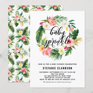Waterverf Tropische bloemen Wreater Baby Sprinkle Kaart