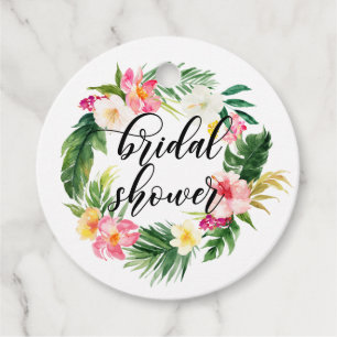 Waterverf Tropische Bloemengroene Bruiloft Feest Bedankjes Labels