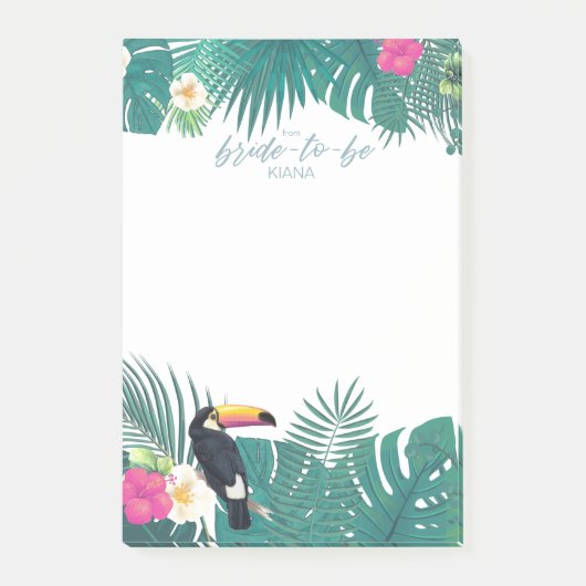 Waterverf Tropische Bride-aan-moet Blauwgroen ID57 Post-it® Notes (Voorkant)
