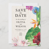 Waterverf Tropische bruiloft Save The Date (Voorkant)