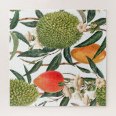 Waterverf tropische durian, mangopatroon. legpuzzel (Horizontaal)