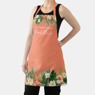 Waterverf Tropische Floral Beach House Coral Schort