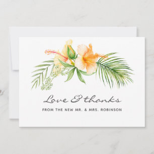 Waterverf Tropische Floral Beach Wedding Bedankkaart