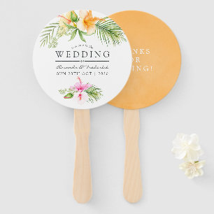 Waterverf Tropische Floral Beach Wedding Favor Handwaaier