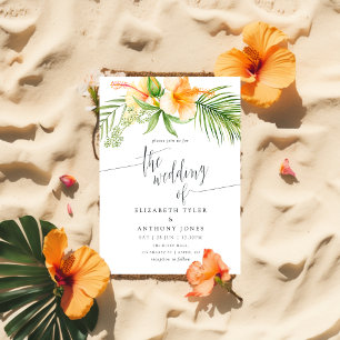 Waterverf Tropische Floral Beach Wedding Kaart