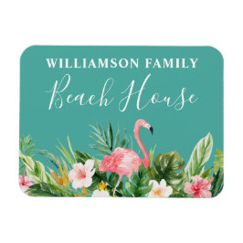 Waterverf Tropische Floral Familienaam Beach House Magneet