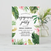 Waterverf Tropische Floral Lijst Engagement Party Kaart (Staand voorkant)