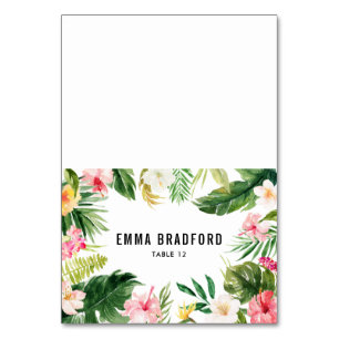 Waterverf Tropische Floral Lijst Place Card Kaart