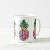Waterverf Tropische Floral Pineapple Koffiemok (Voorkant rechts)