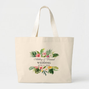 Waterverf Tropische Floral Wedding Grote Tote Bag