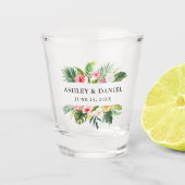 Waterverf Tropische Floral Wedding Shot Glas (Voorkant)