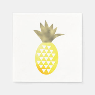 Waterverf Tropische Folie Gouden Ananas Servet