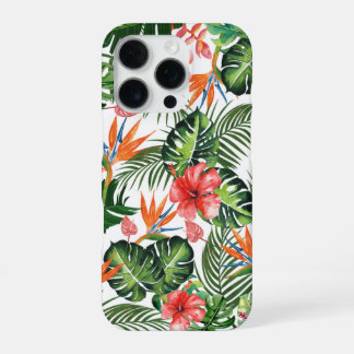 Waterverf Tropische Groene Bloemmotief iPhone 16 Pro Hoesje
