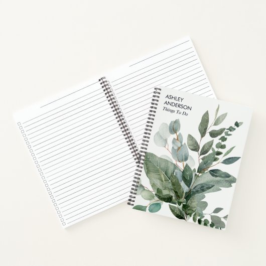 Waterverf tropische groene salie bladeren te doen notitieboek (Binnen)