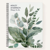 Waterverf tropische groene salie bladeren te doen notitieboek (Voorkant)