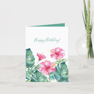 Waterverf Tropische Happy Birthday Wenskaarten Feestdagen Kaart