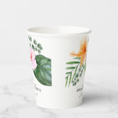 Waterverf Tropische Hibiscus en Bladgroen Papieren Bekers (Links)