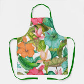 Waterverf Tropische Hibiscus Floral Pattern Schort (Voorkant)