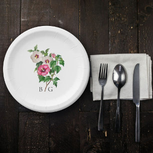 Waterverf Tropische Hibiscus Zomerbruiloft Papieren Bordje