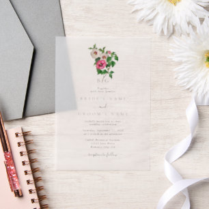 Waterverf Tropische Hibiscus Zomerbruiloft Vellum Uitnodigingen