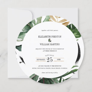 Waterverf Tropische leest QR Code Wedding Cirkel Kaart