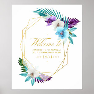Waterverf Tropische Orchideeën Geometrische Anni W Poster