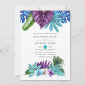 Waterverf Tropische orchideeën Peacock Wedding Kaart (Voorkant)