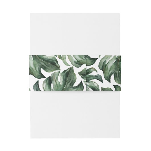 Waterverf tropische palmblad bruiloft uitnodigingen wikkel (Achterkant Voorbeeld)
