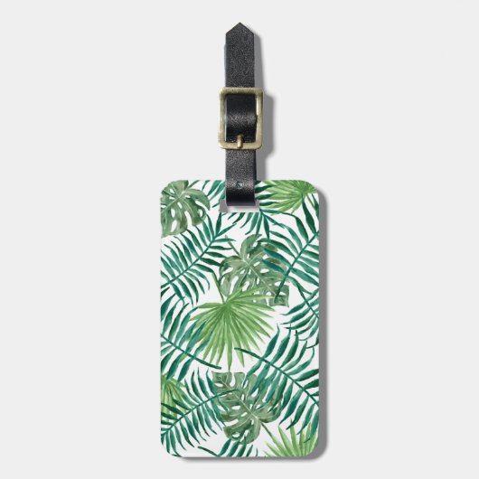 Waterverf Tropische palmbladeren Bagagelabel (Voorkant verticaal)
