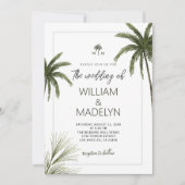 Waterverf tropische palmbomen boho bruiloft kaart (Voorkant)