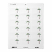 Waterverf tropische palmboom etiket (Full Sheet)