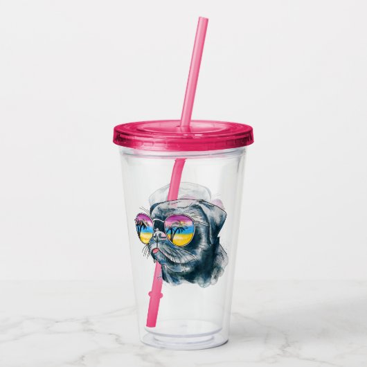 Waterverf Tropische papuppy Acryl Drinkbeker (Achterkant)