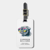 Waterverf Tropische papuppy | Jouw namen toevoegen Bagagelabel (Voorkant verticaal)