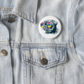Waterverf Tropische papuppy Ronde Button 5,7 Cm (In situ)