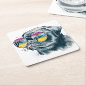 Waterverf Tropische papuppy Vierkante Kartonnen Onderzetter (Schuin)